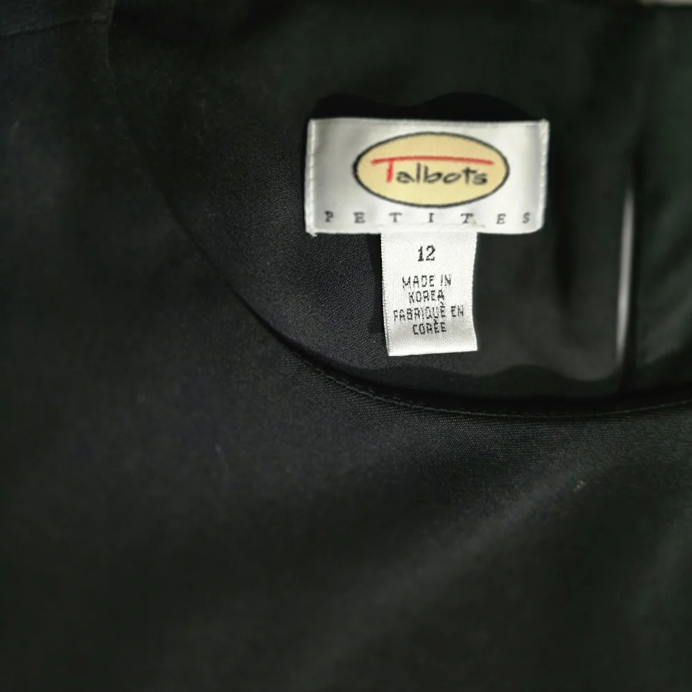 Talbots 12 Elegant Black Sleeveless Dress Ruffled Bottom & Crepe Staple Piece - Picture 2 of 13